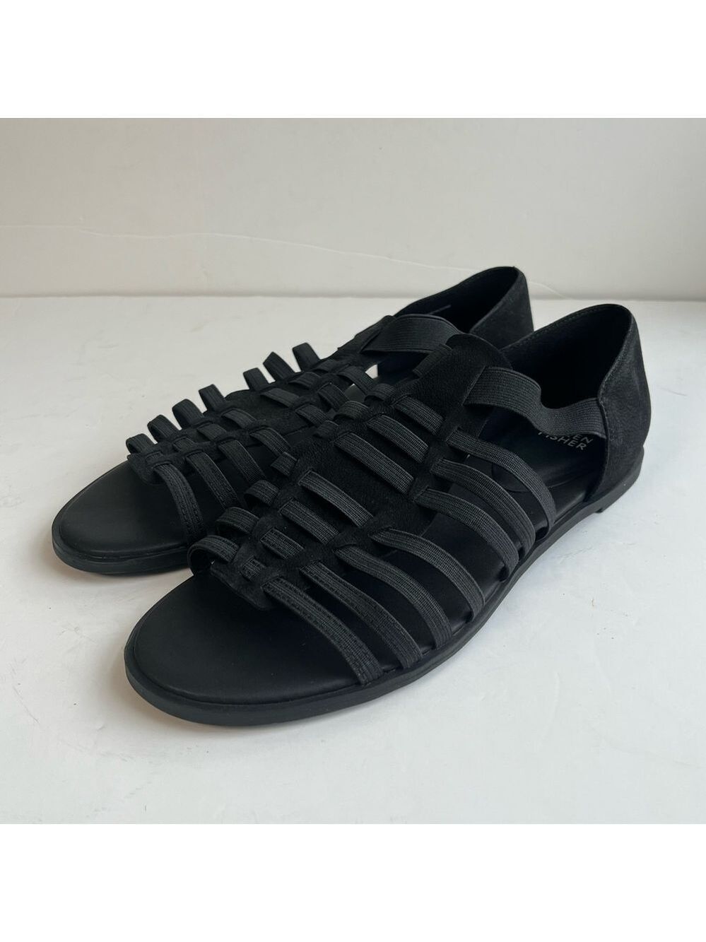 Eileen Fisher Black Rato Strappy Flat Sandals Size 9.5